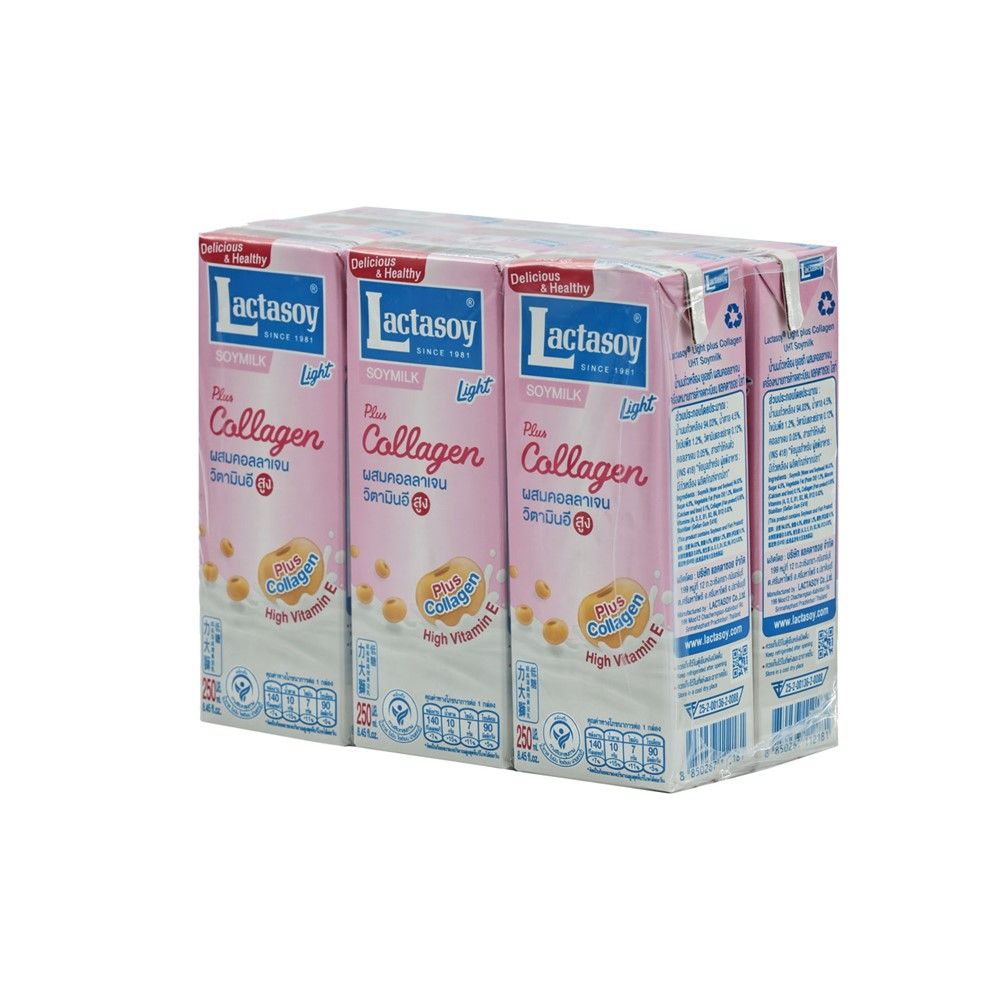 แลคตาซอย นมถั่วเหลืองยูเอชที สูตรไลท์ 250 มล. แพ็ค 6