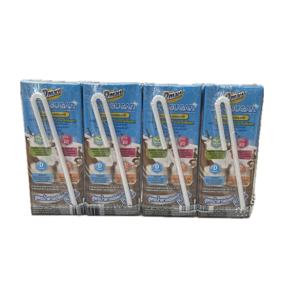 ดีมอลต์ นมยูเอชที รสมอลต์ช็อกโกแลต น้ำตาลน้อย 180 มล. แพ็ค 4