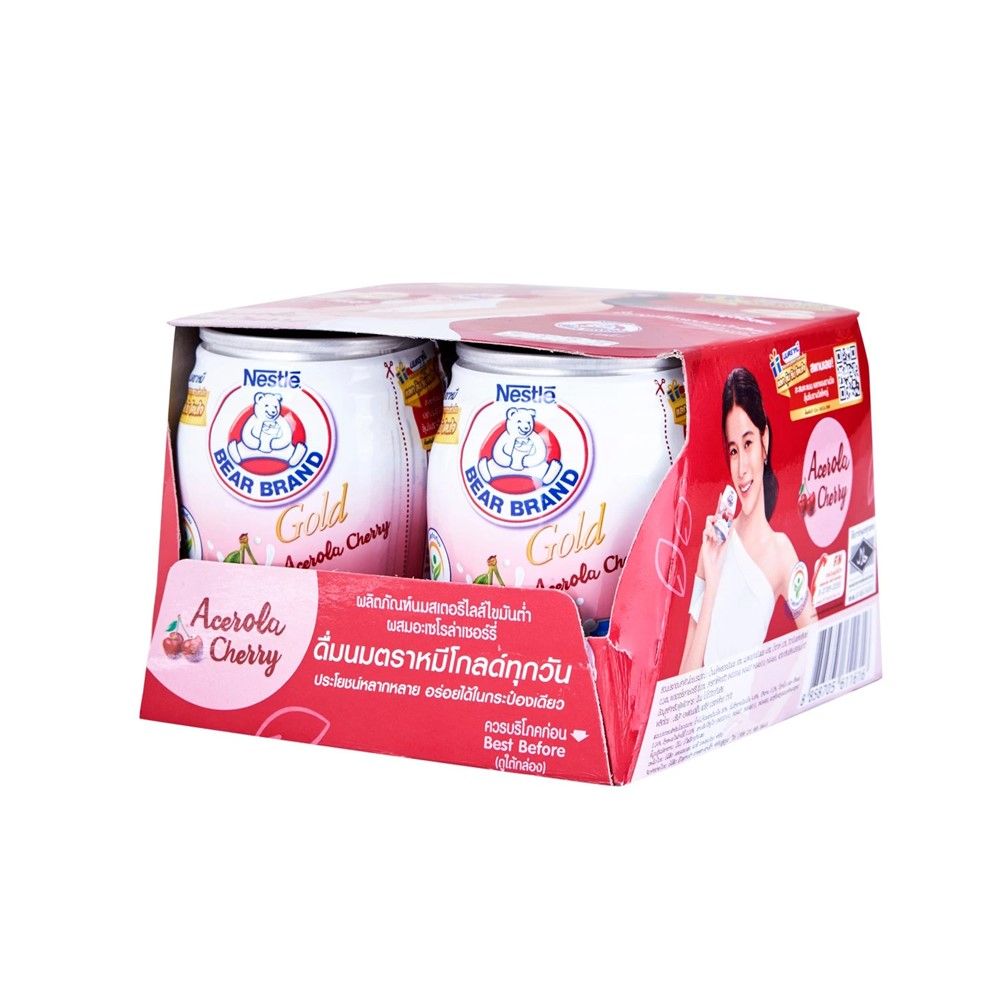 BEAR BRAND GOLD STERILIZED MILK ACEROLA CHERRY 140 ML PACK 4