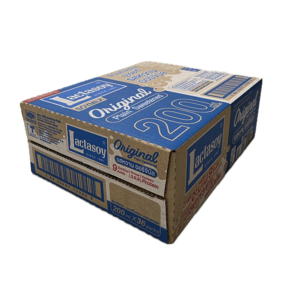 แลคตาซอย นมถั่วเหลืองยูเอชที รสหวาน 200 มล. แพ็ค 36