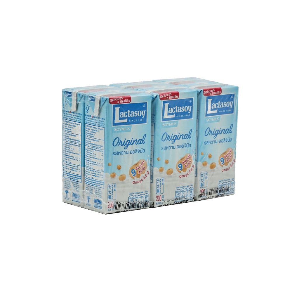 แลคตาซอย นมถั่วเหลืองยูเอชที รสหวาน 200 มล. แพ็ค 6