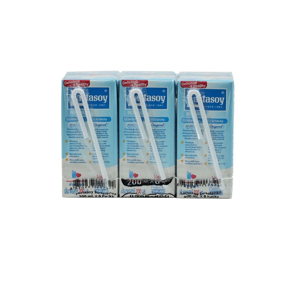 แลคตาซอย นมถั่วเหลืองยูเอชที รสหวาน 200 มล. แพ็ค 6