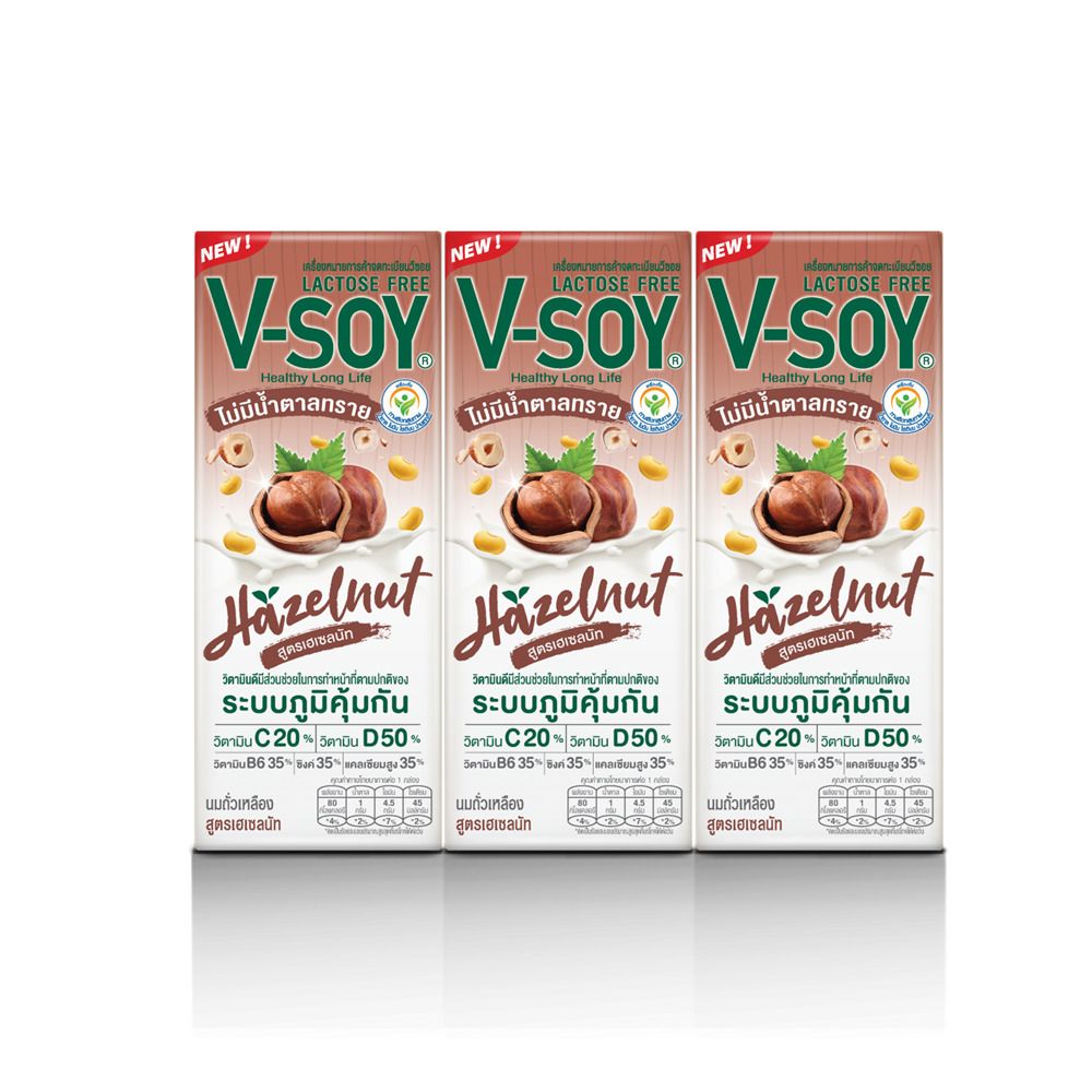 V-SOY UHT SOY MILK HAZELNUT 180 ML PACK 3