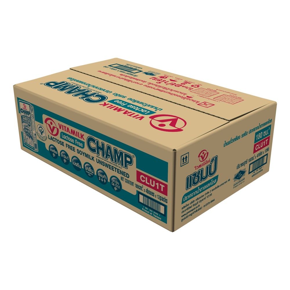 VITAMILK CHAMP UNSWEETENED 180 ML. PACK 48