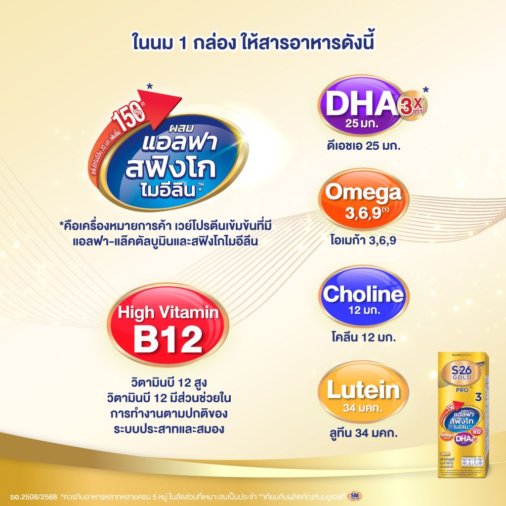 เอส-26 นมยูเอชที โกลด์ โปร 180 มล. แพ็ค 9
