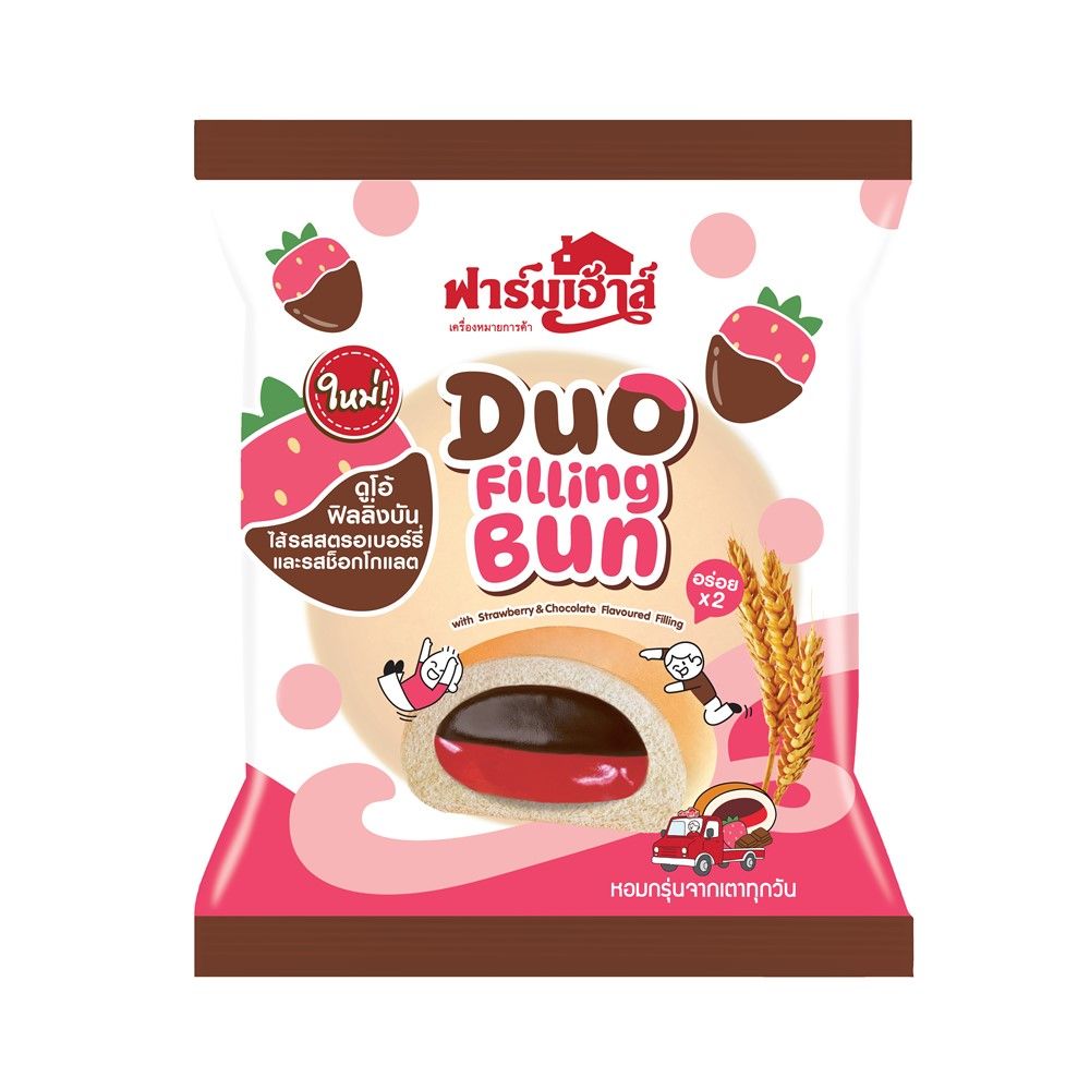 FARMHOUSE DUOFILLINGBUN WITH STRAWBERRY AND CHOCO FILLING 6G