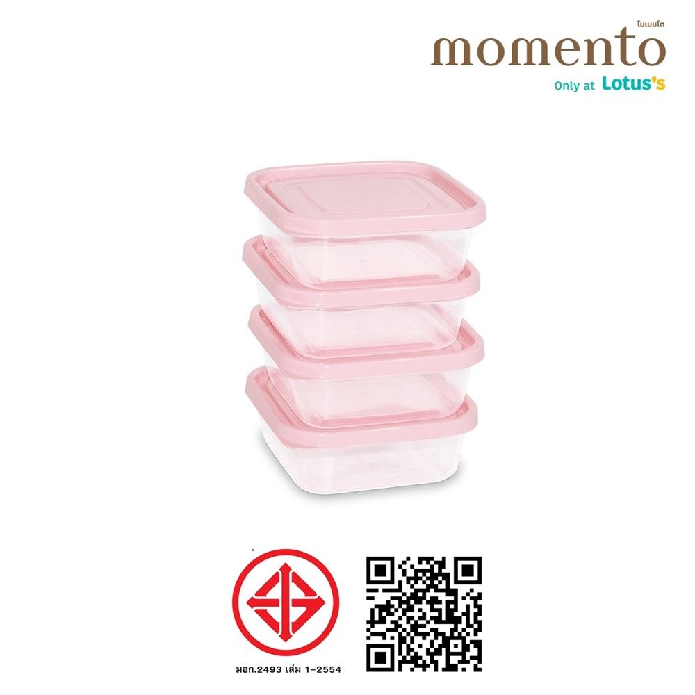 โมเมนโต กล่องอาหารเหลี่ยม 575 มล. แพ็ค 4 (คละสี)