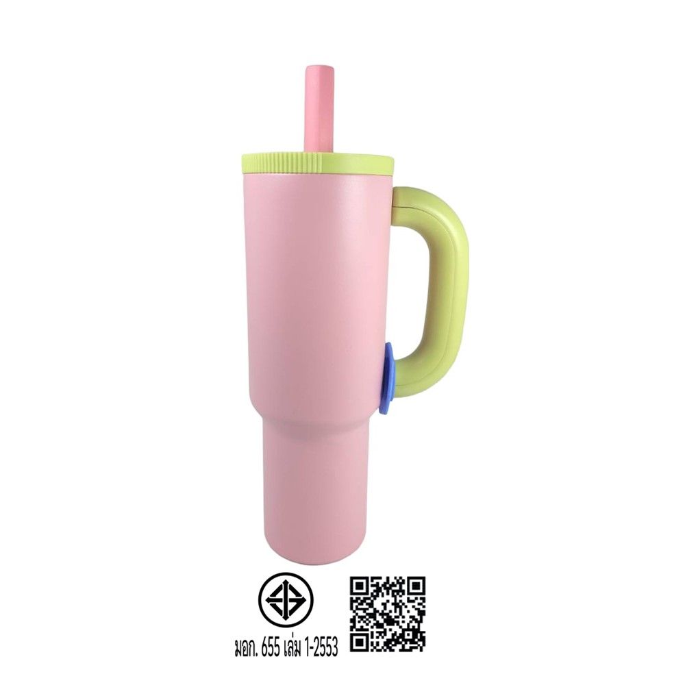 แก้วน้ำสเตนเลสมีหูจับ 1200 มล. (คละสี)