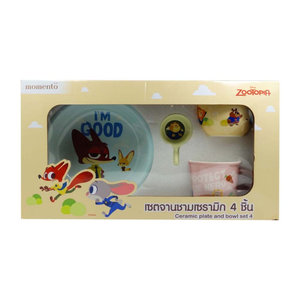 โมเมนโต เซตจานชามเซรามิก ดิสนีย์ ซูโทเปีย 4 ชิ้น (คละแบบ)