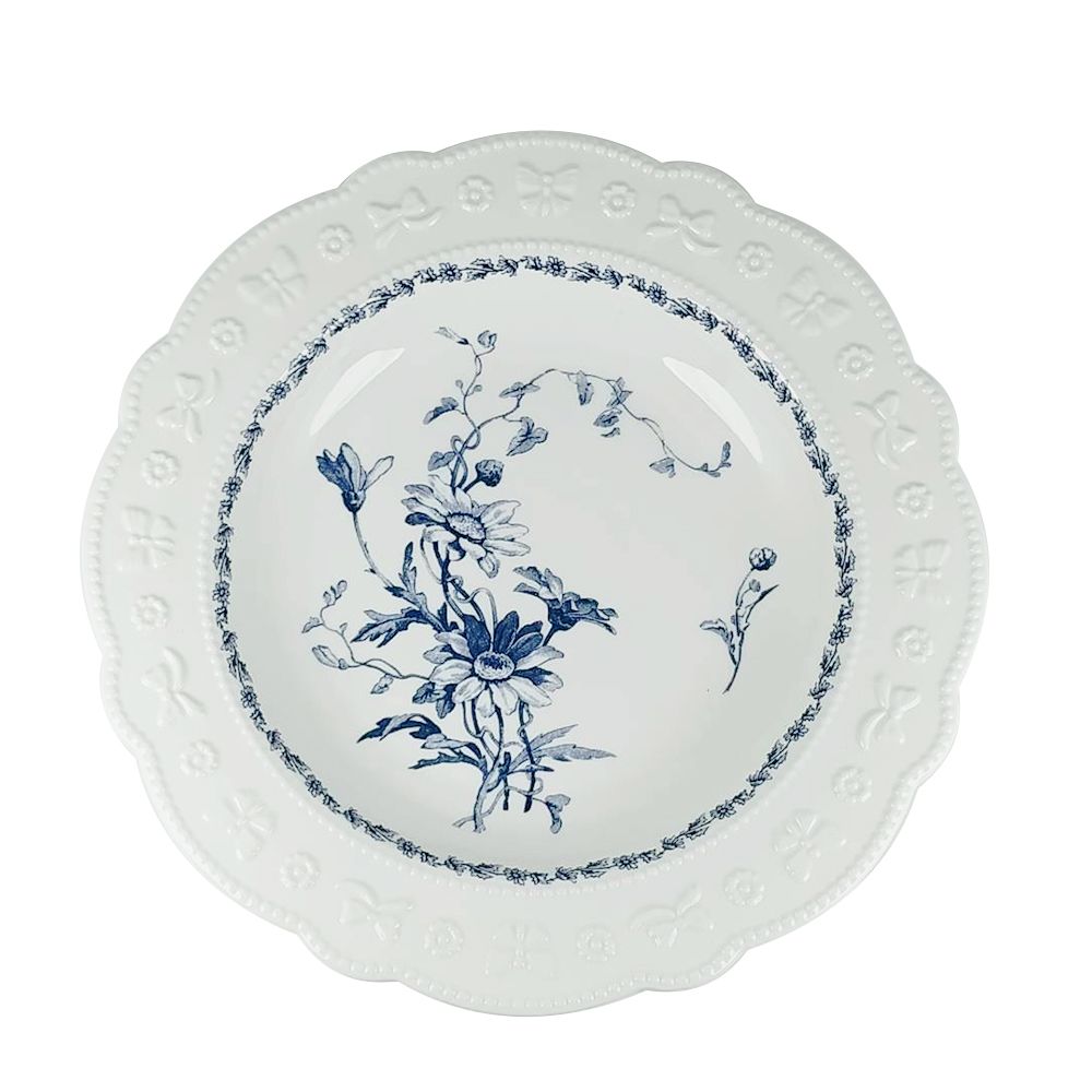 เซตจานชามเซรามิกเอ็มบอซ 6 ชิ้น (คละแบบ)