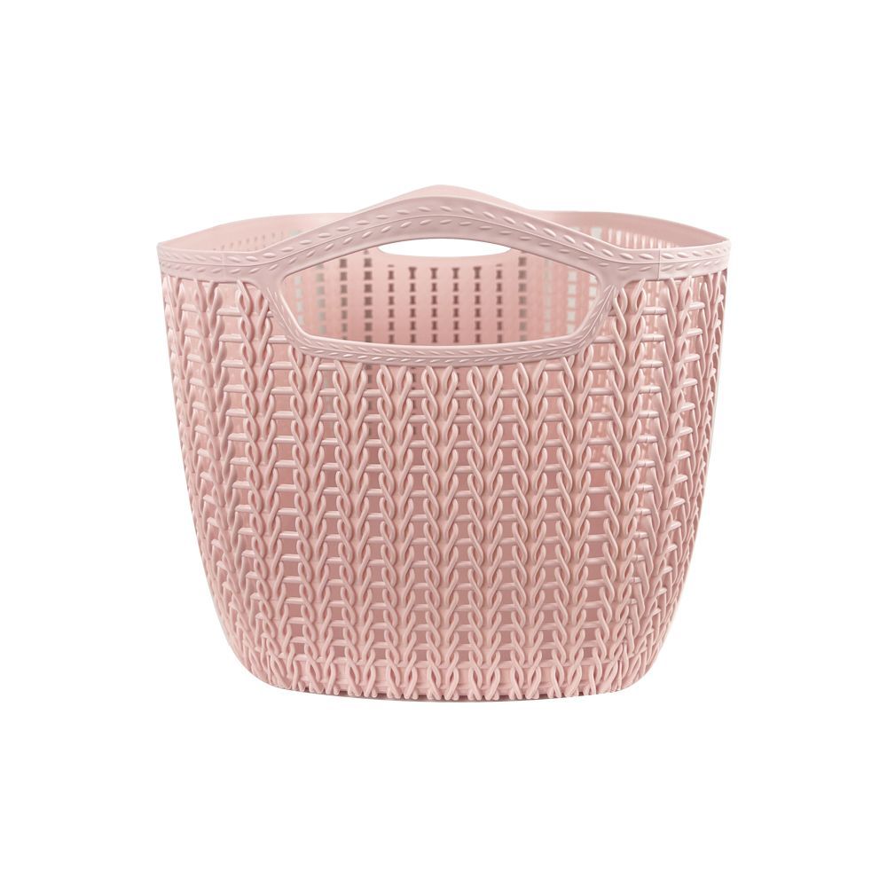 ตระกร้าเล็กทรงรีสีชมพูพาสเทล 18L K-001P