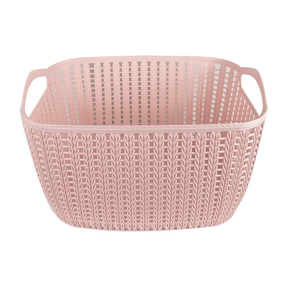 ตระกร้าเล็กทรงรีสีชมพูพาสเทล 18L K-001P