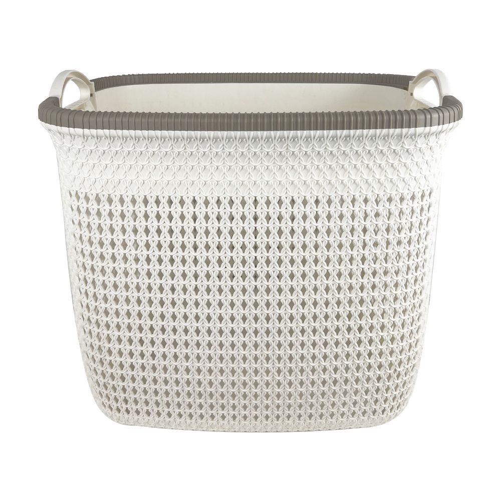 BASKET CREAMY WHITE WITH BROWN BORDER