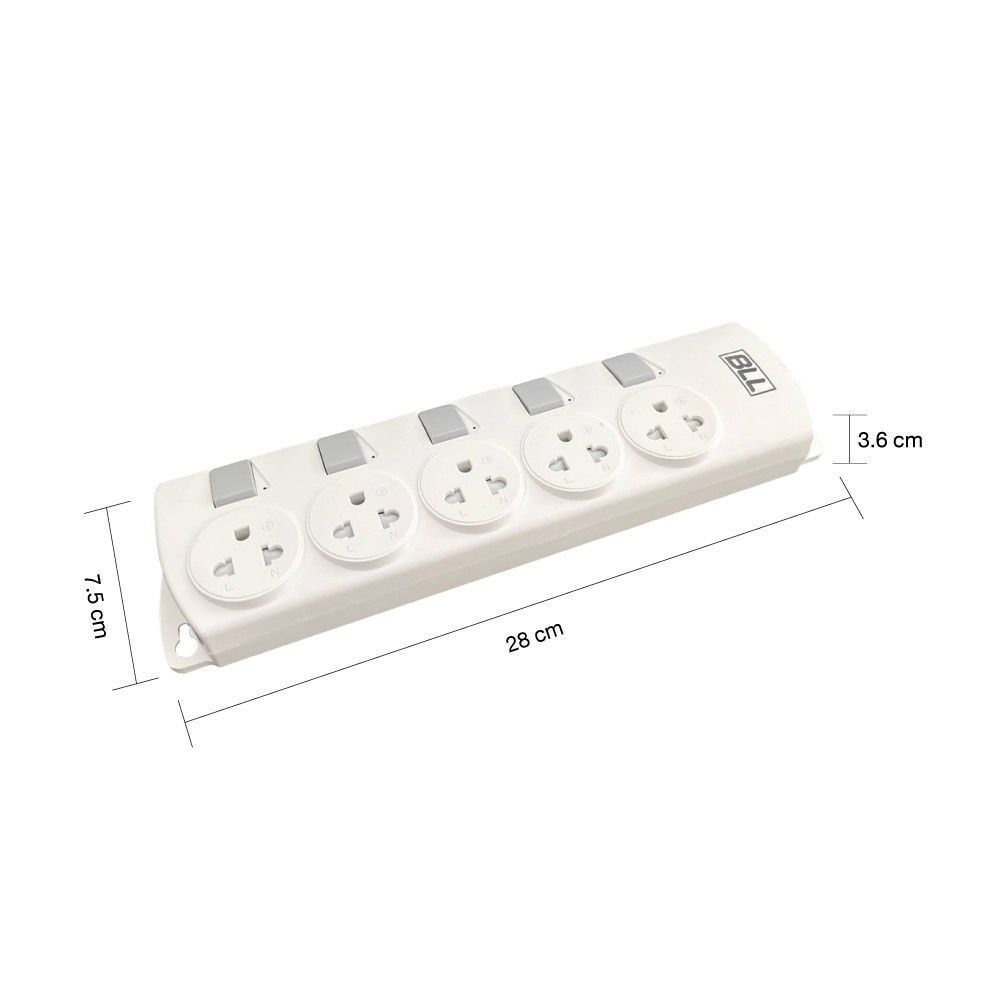 BLL POWER STRIP PLUG 3HEADS 5SWITCH 5CABLE CONNECTOR 3M B72