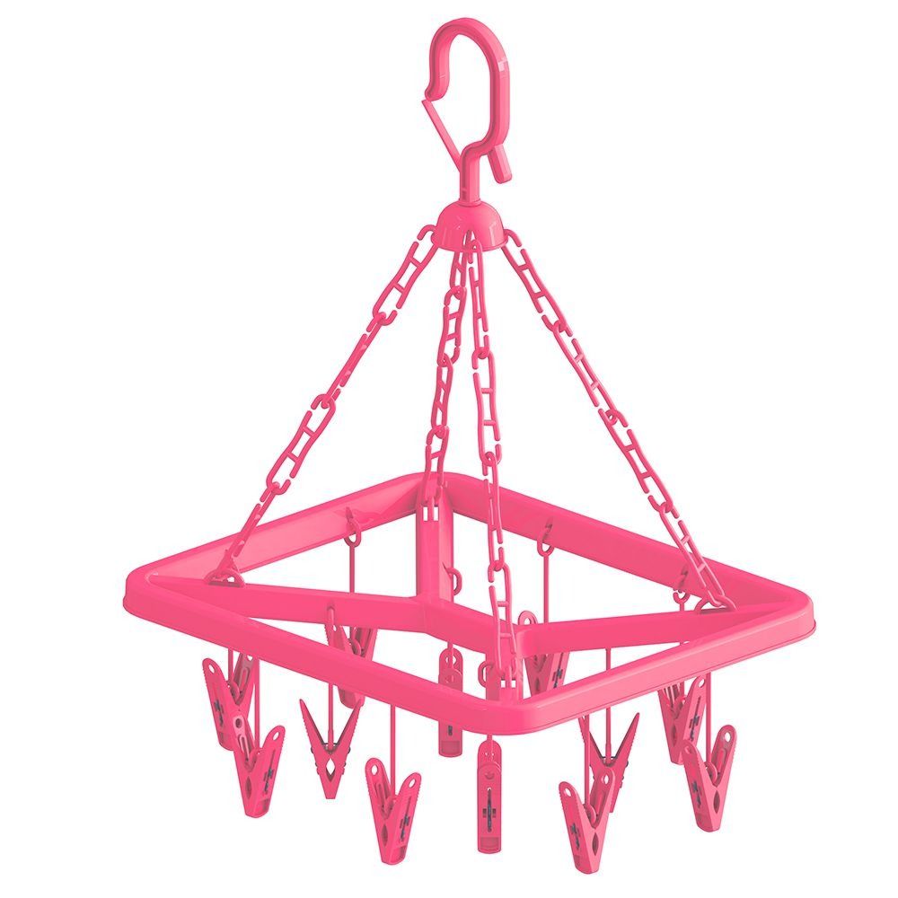 LOTUSS SQUARE CLOTHES HANGER PINK 12CLIP