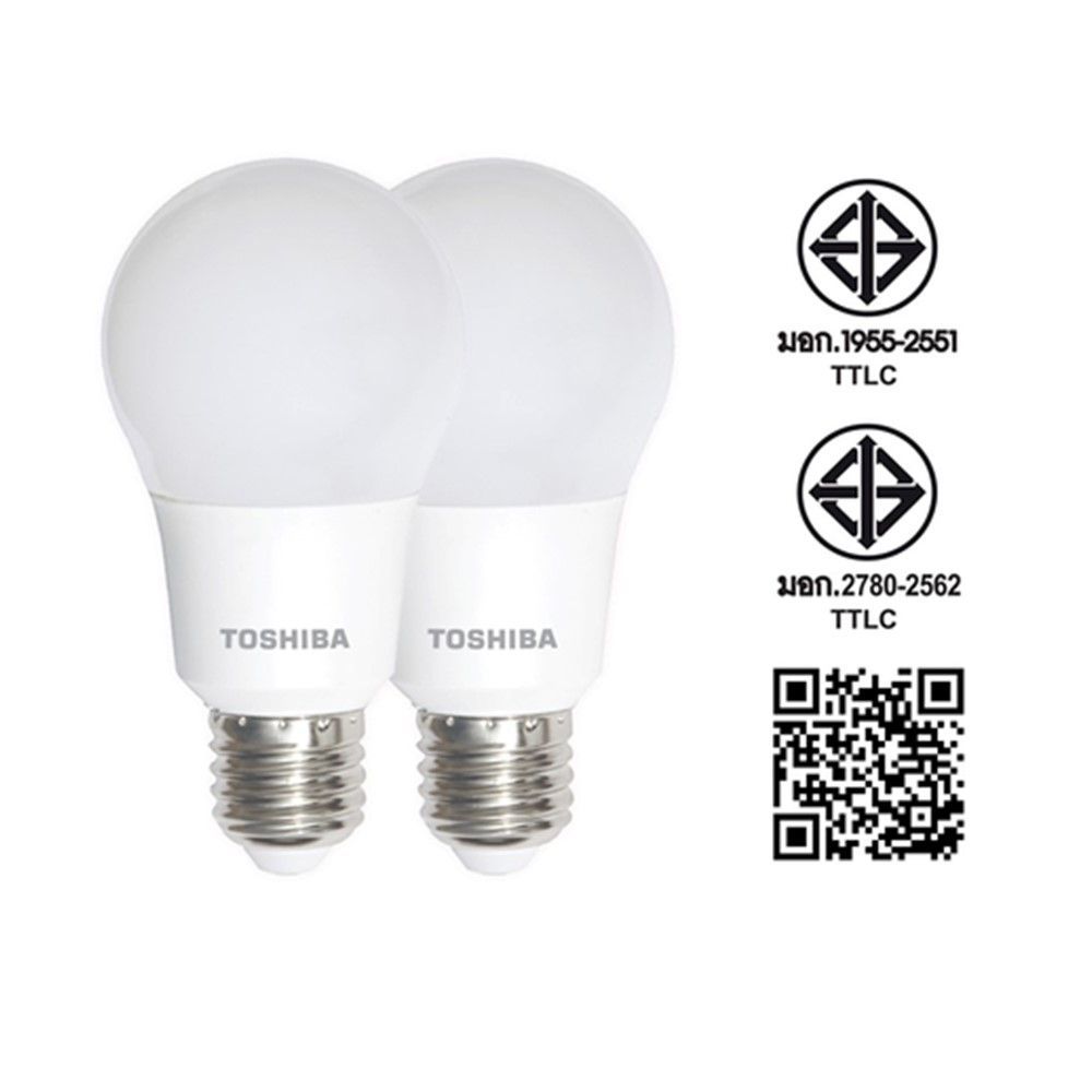 TOSHIBA หลอดไฟ LED BULB 8W แสงขาว แพ็ค 2