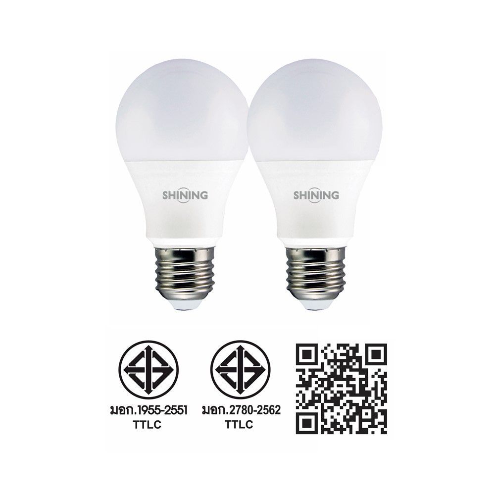 SHINING หลอดไฟ LED BULB 9W แสงขาว X2