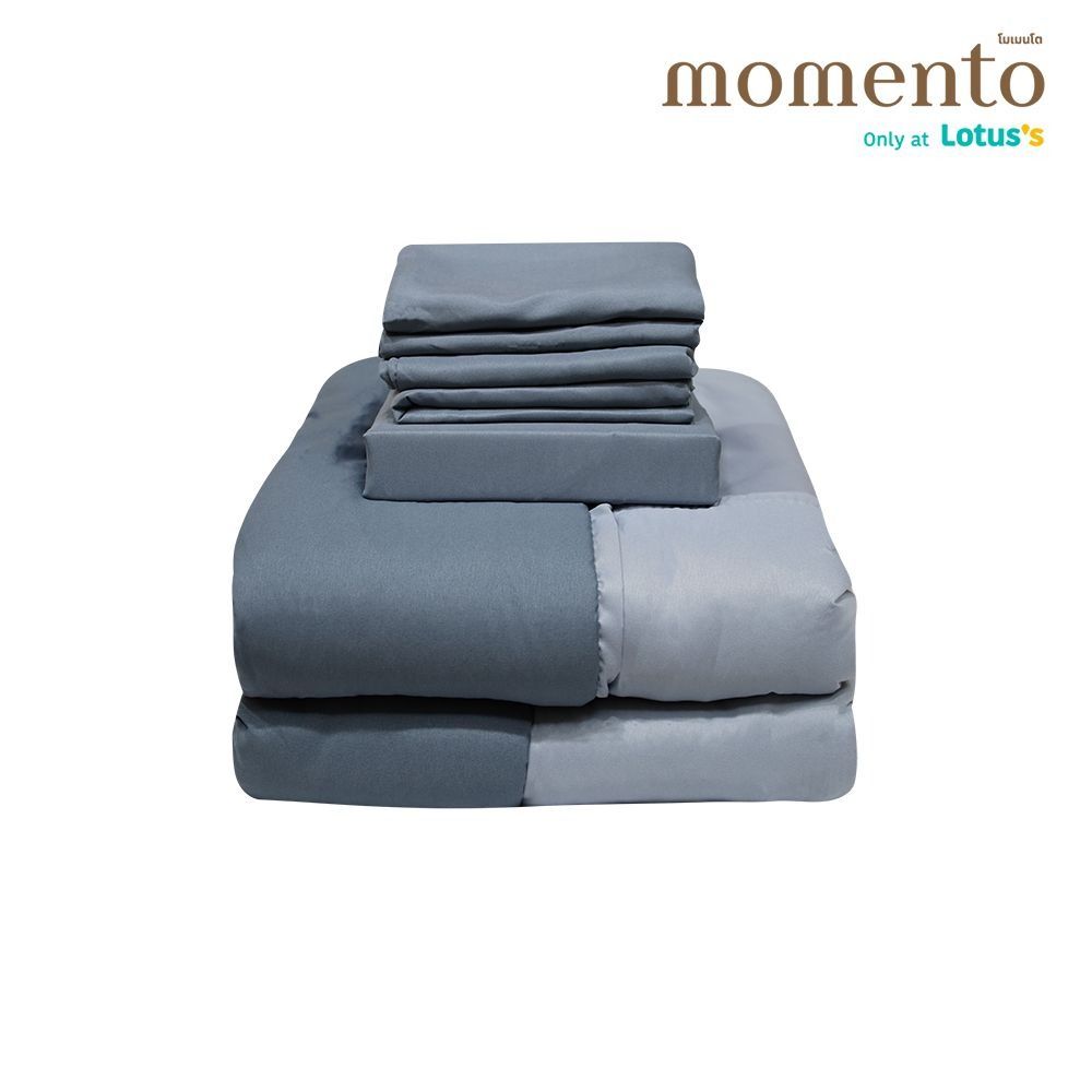 โมเมนโตผ้าปูไมโครโทน สีเทา 5 ฟุต +ผ้านวม