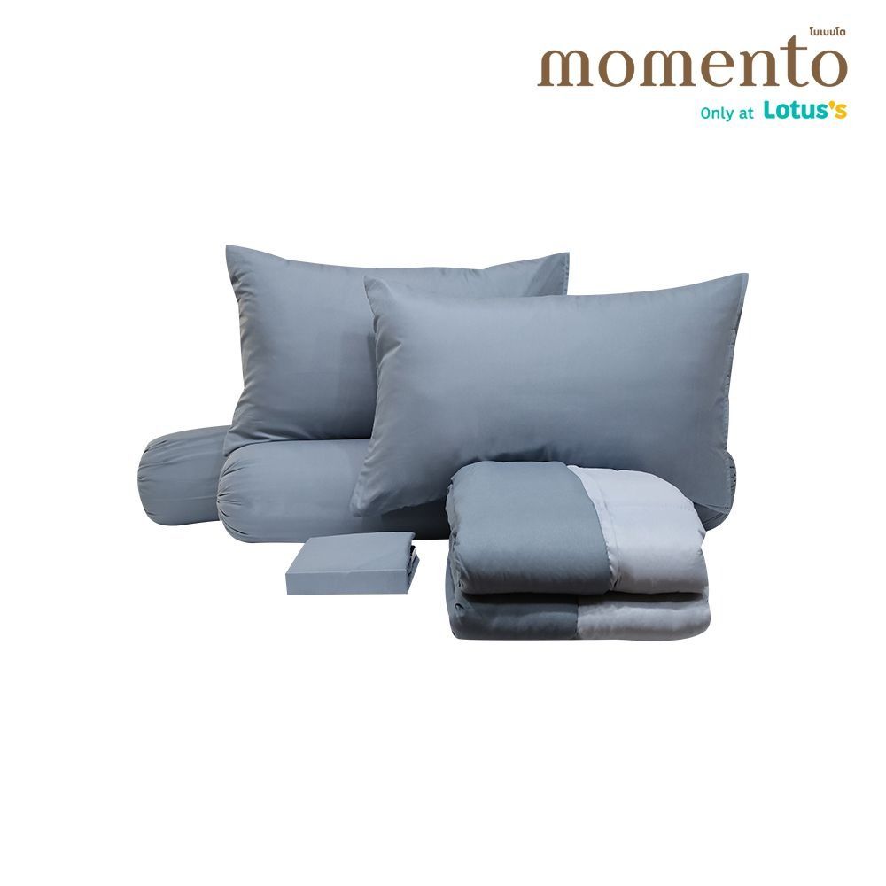 โมเมนโตผ้าปูไมโครโทน สีเทา 5 ฟุต +ผ้านวม