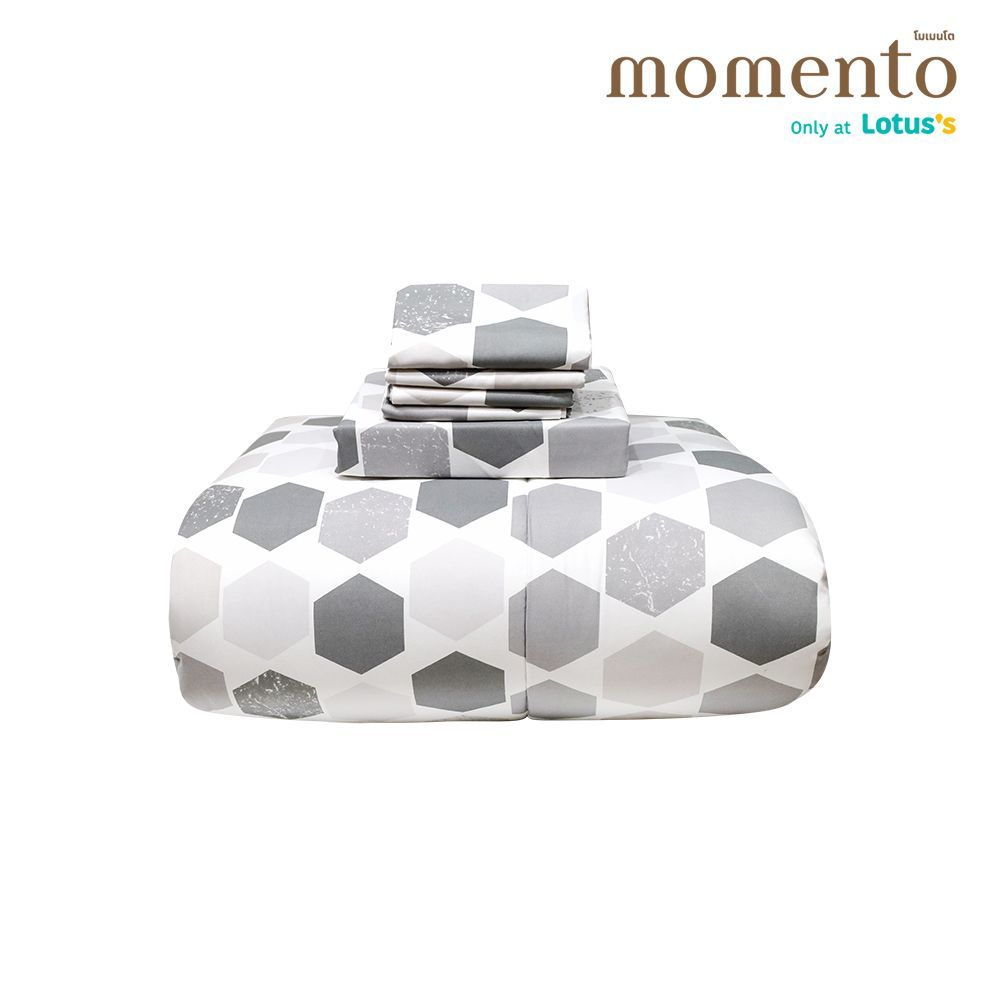 MOMENTO ผ้าปูเสมือนคอตตอนหกเหลี่ยม 6 ฟุต + ผ้านวม