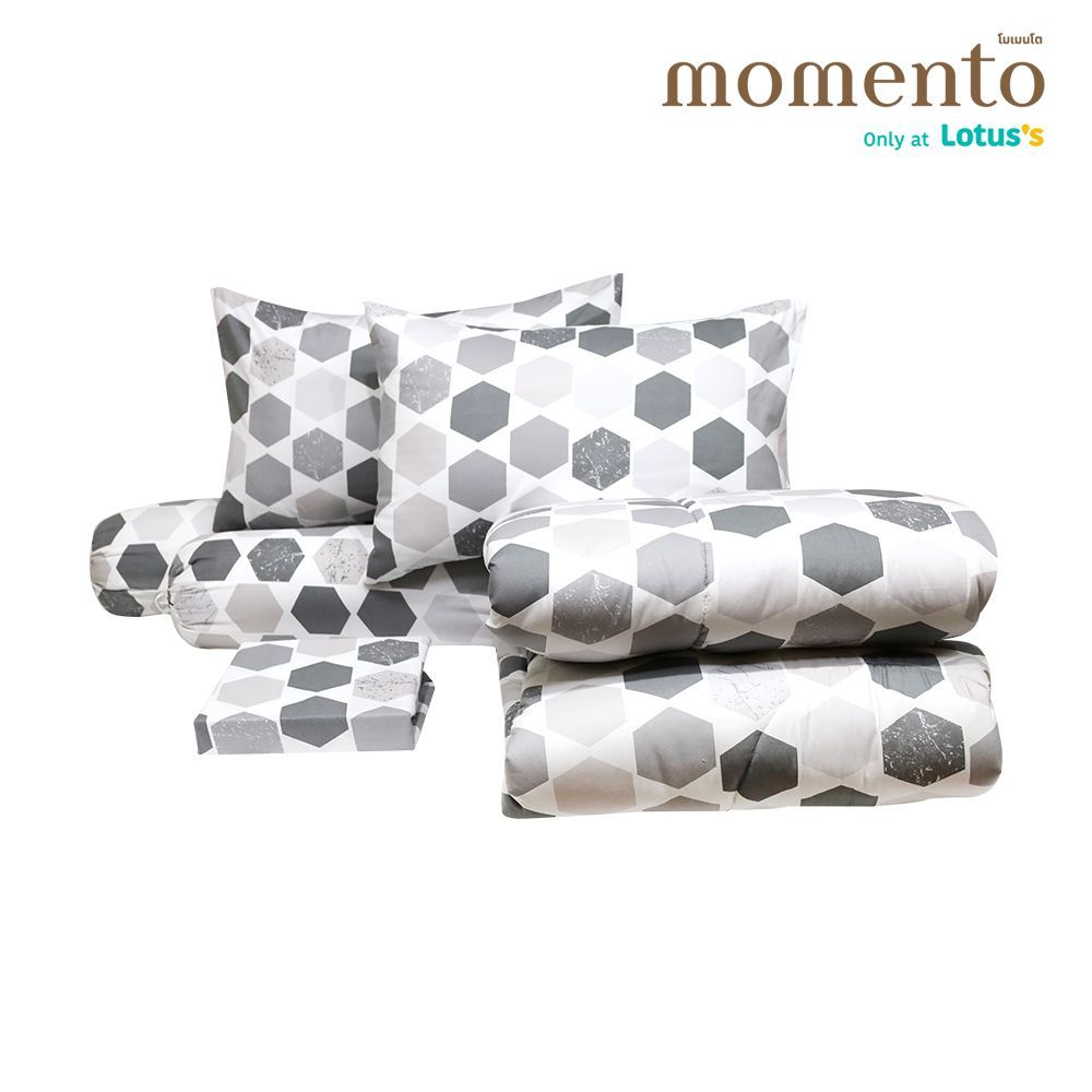 MOMENTO ผ้าปูเสมือนคอตตอนหกเหลี่ยม 6 ฟุต + ผ้านวม