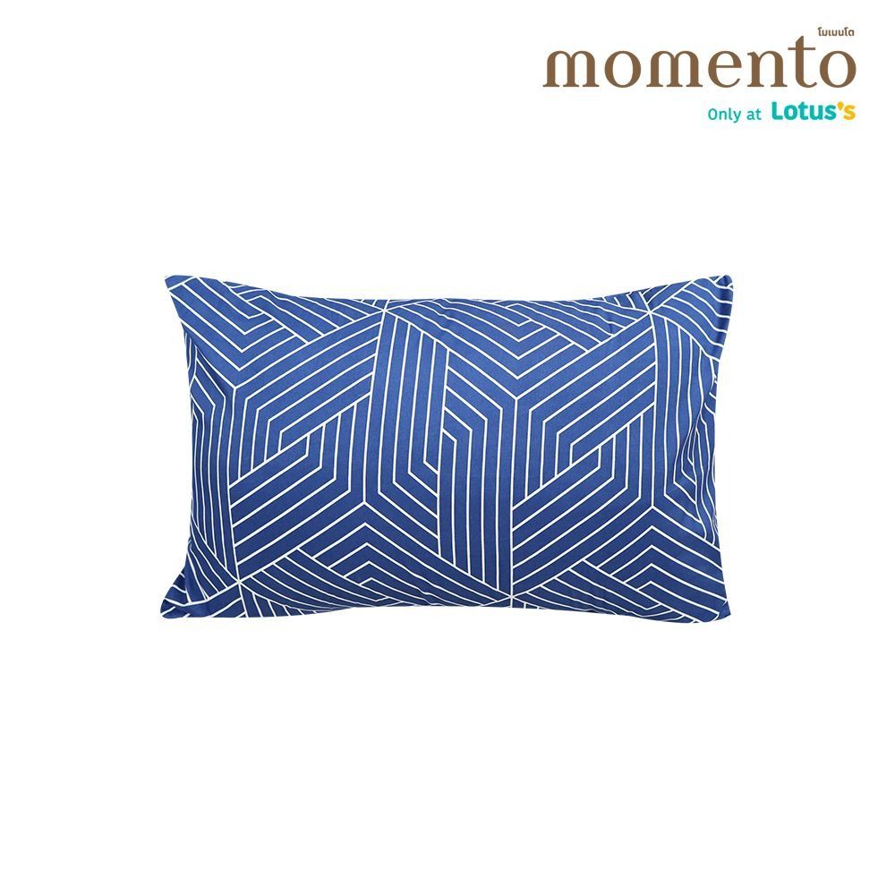 โมเมนโตปลอกหนุนเสมือนคอตตอนลายเส้น สีน้ำเงิน