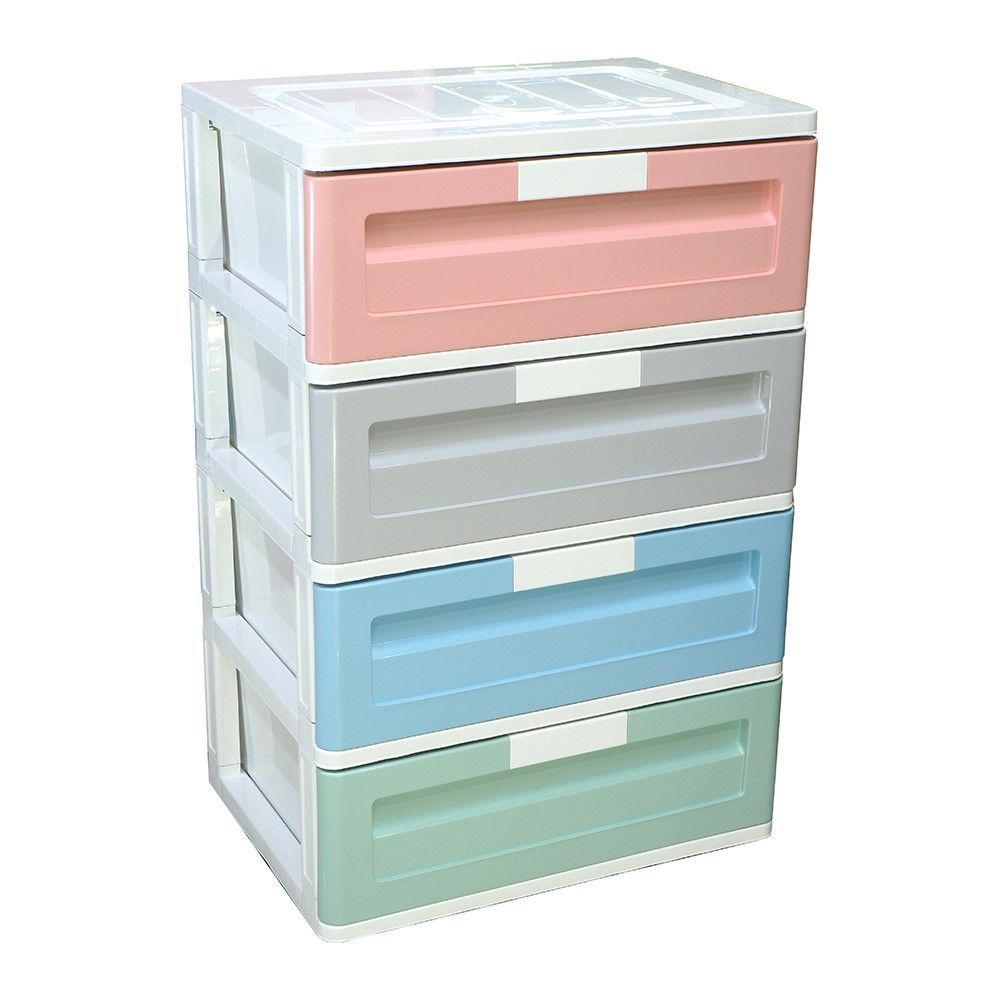 โลตัสตู้ลิ้นชักหน้ากว้างสีมีนิมอล 4 ชั้น (คละแบบ)