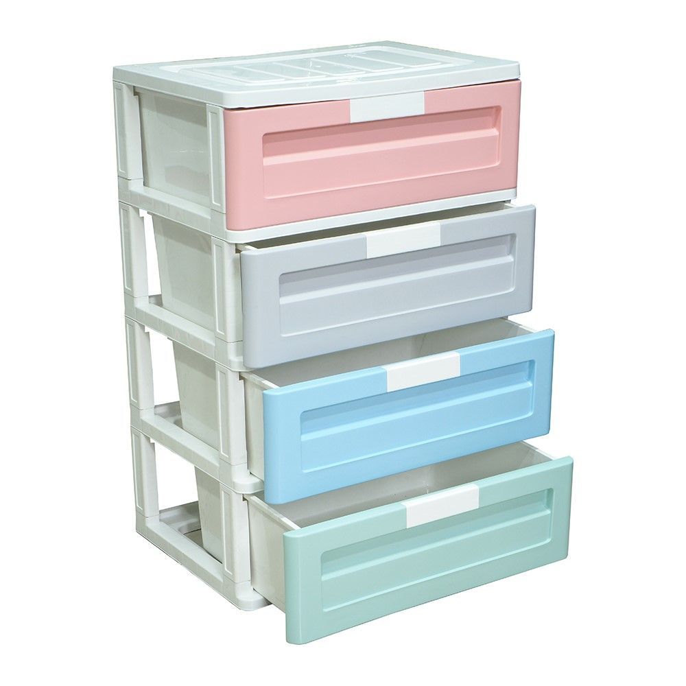 โลตัสตู้ลิ้นชักหน้ากว้างสีมีนิมอล 4 ชั้น (คละแบบ)