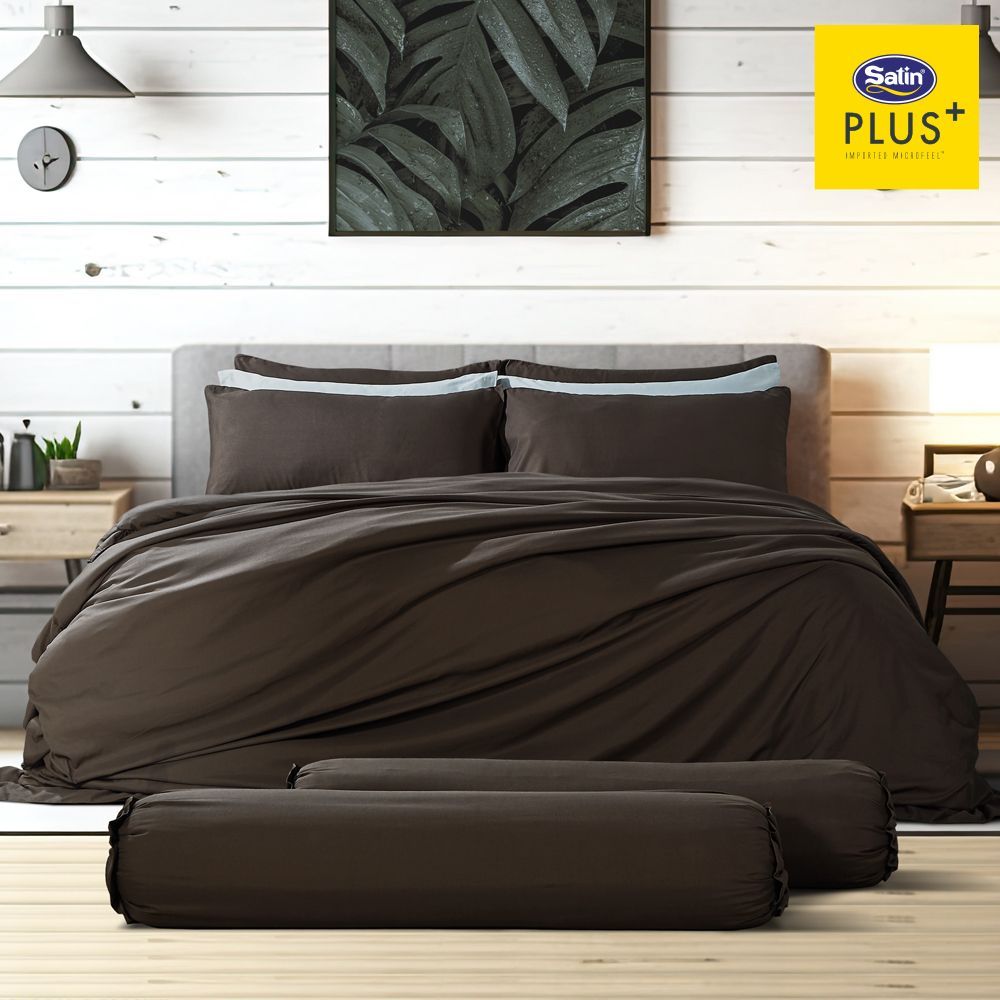 ซาตินพลัสผ้าปูน้ำตาล PS021 6 ฟุต พร้อมผ้านวม 90X100 นิ้ว