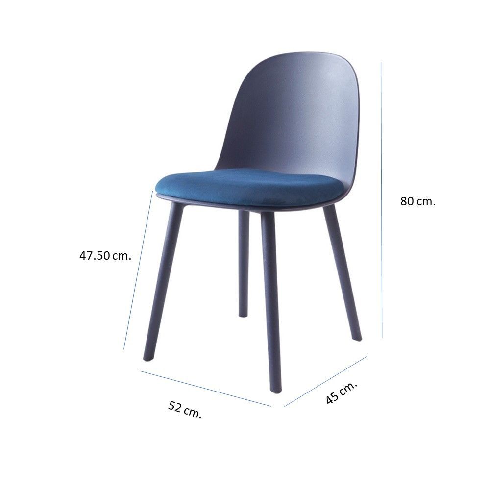 เก้าอี้พลาสติก PP มีเบาะ สีน้ำเงิน PN92635
