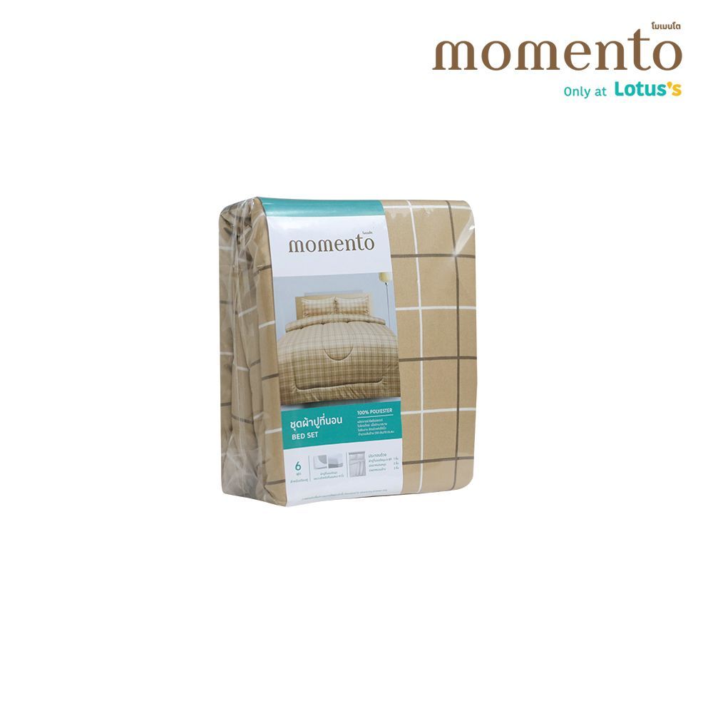 โมเมนโต ผ้าปูไมโครเท็กซ์ตารางเบจ 6 ฟุต