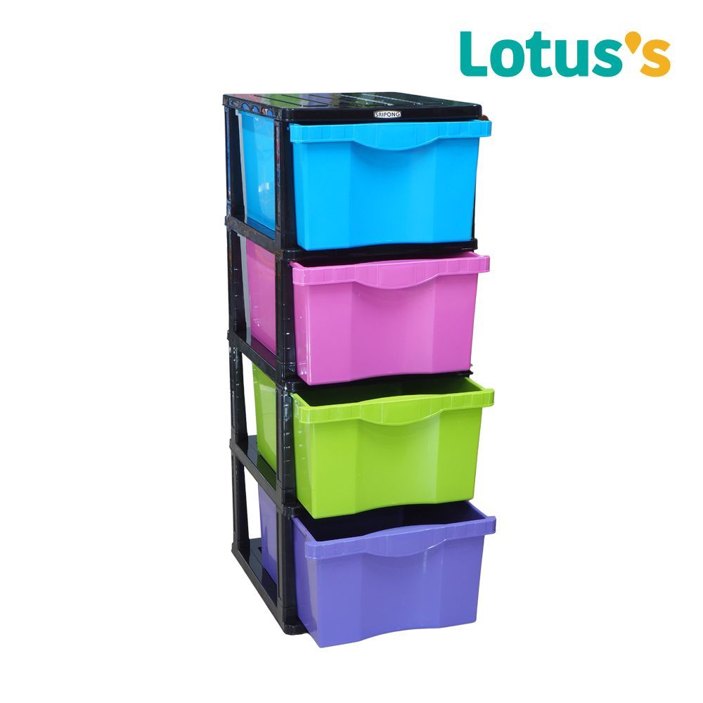 โลตัส ตู้ลิ้นชัก จัมโบ้ โครงดำเรนโบ 4 ชั้น