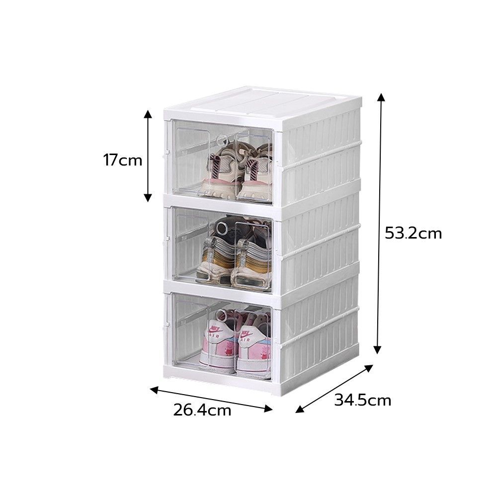 กล่องรองเท้าพลาสติกพับได้ สีขาว3ชั้น