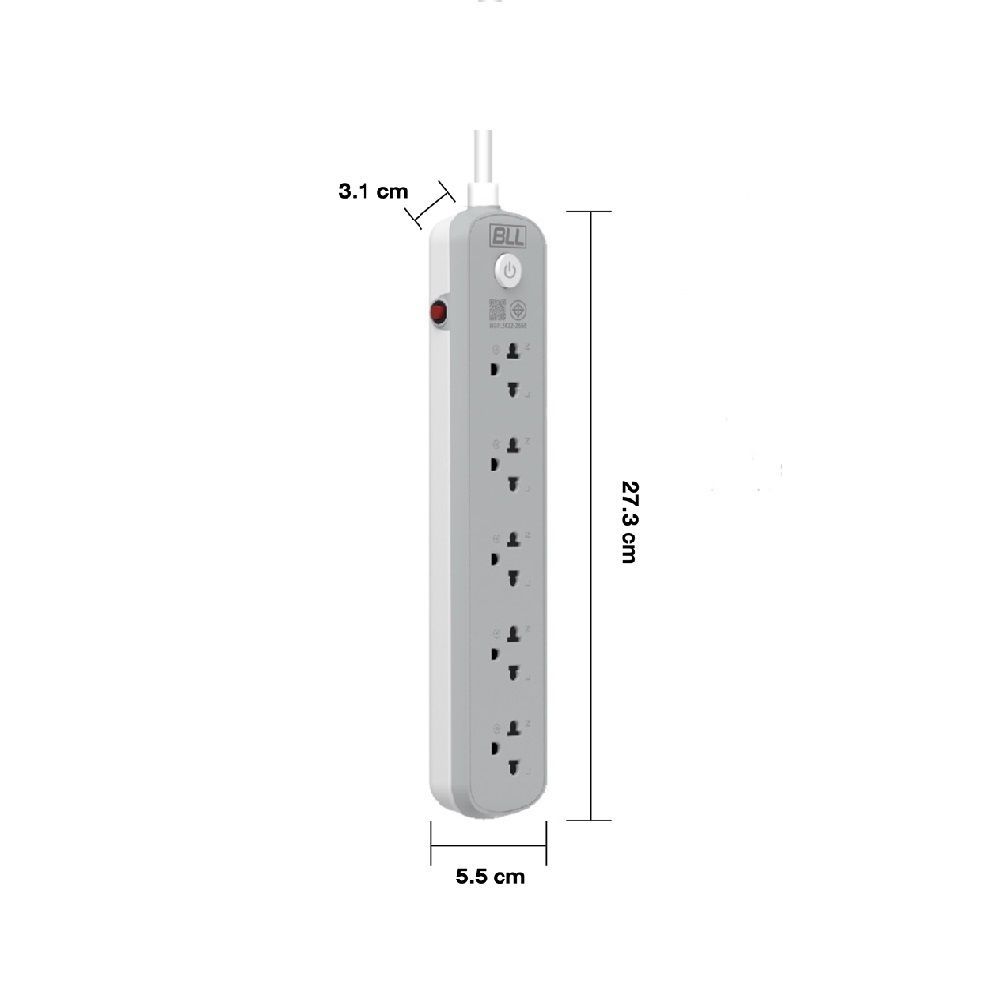 BLL POWER PLUG B64 1 SWITCH 5 SOCKETS 3M.