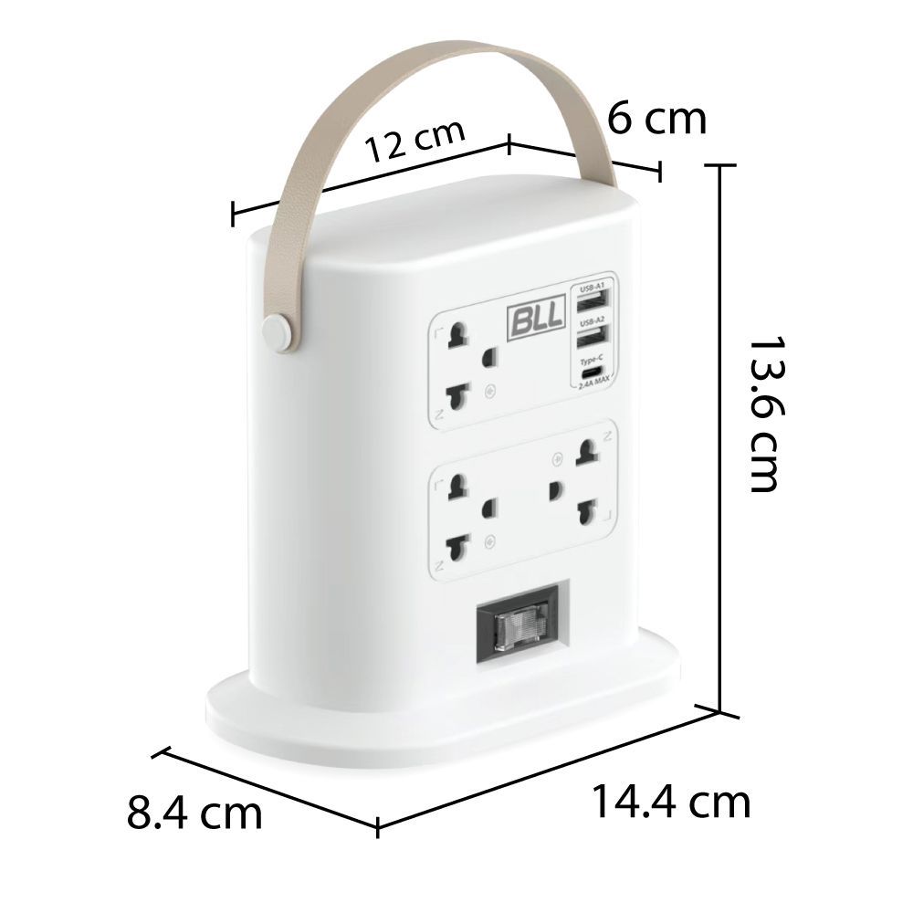 BLL PLUG TOWER 1SWITCH7SOCKET 2USB1C B23