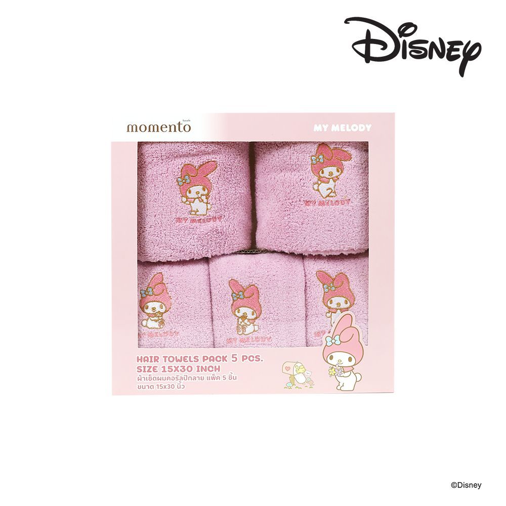 โมเมนโต ผ้าเช็ดผมปักซานริโอ 15X30 นิ้ว แพ็ค 5 (คละลาย)