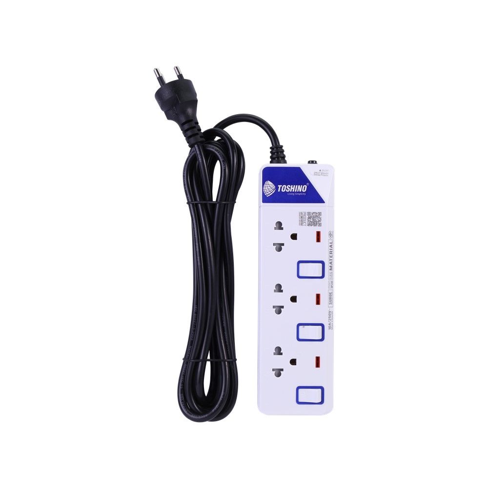 TOSHINO PLUG 3 SOCKETS 3 SWITCH WHITE 3 M
