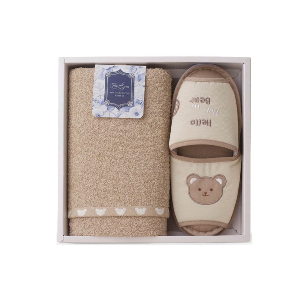 MOMENTO GIFT SET TOWEL 15X30 INCH WITH SLIPPER