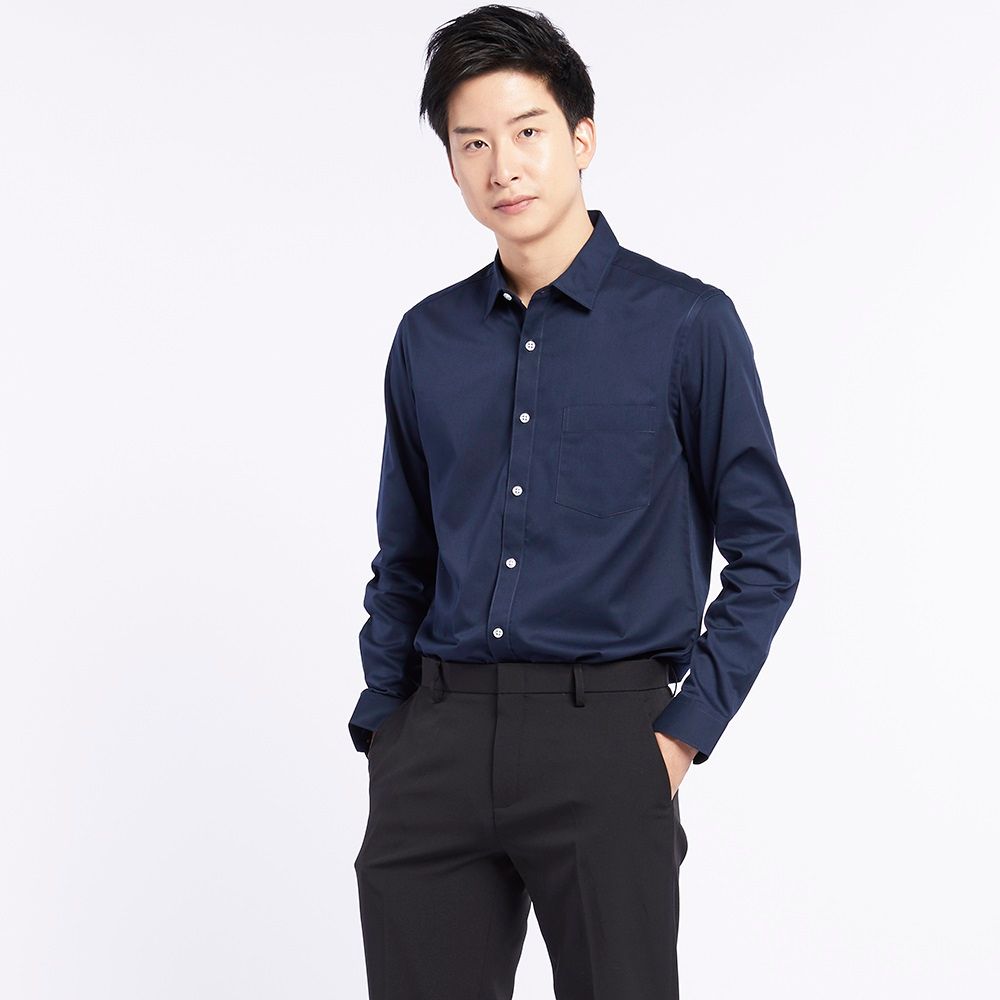 เสื้อแขนยาวเข้ารูปสีกรมท่า 15.5 (S)