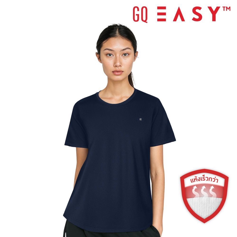 GQ EASY เสื้อกีฬาคอกลมสีกรมท่า L