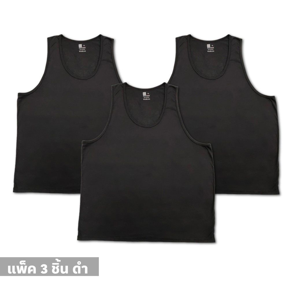 MESTYLE เสื้อกล้ามผู้ชายสีดำ ไซซ์ M แพ็ค 3