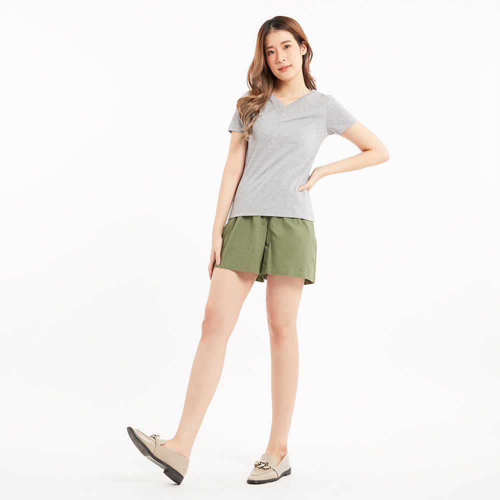 เสื้อยืดคอวีสีพื้น เทา M