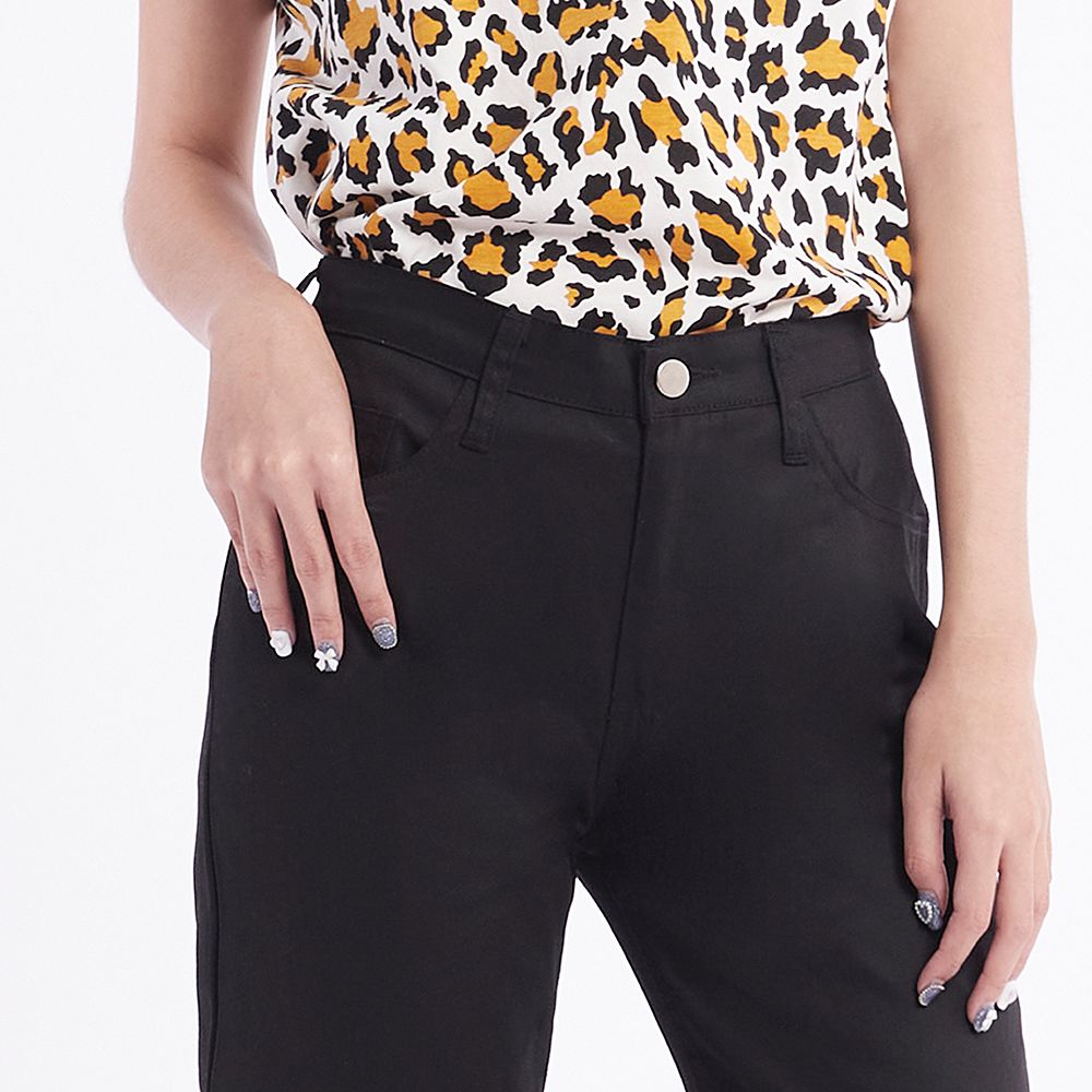 MESTYLE กางเกงขายาวทวิลทรงขาตรง สีดำ ไซซ์ 29