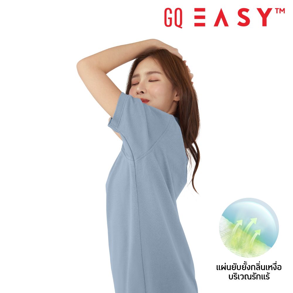 GQ EASY เสื้อโปโลแขนสั้นสีฟ้า M