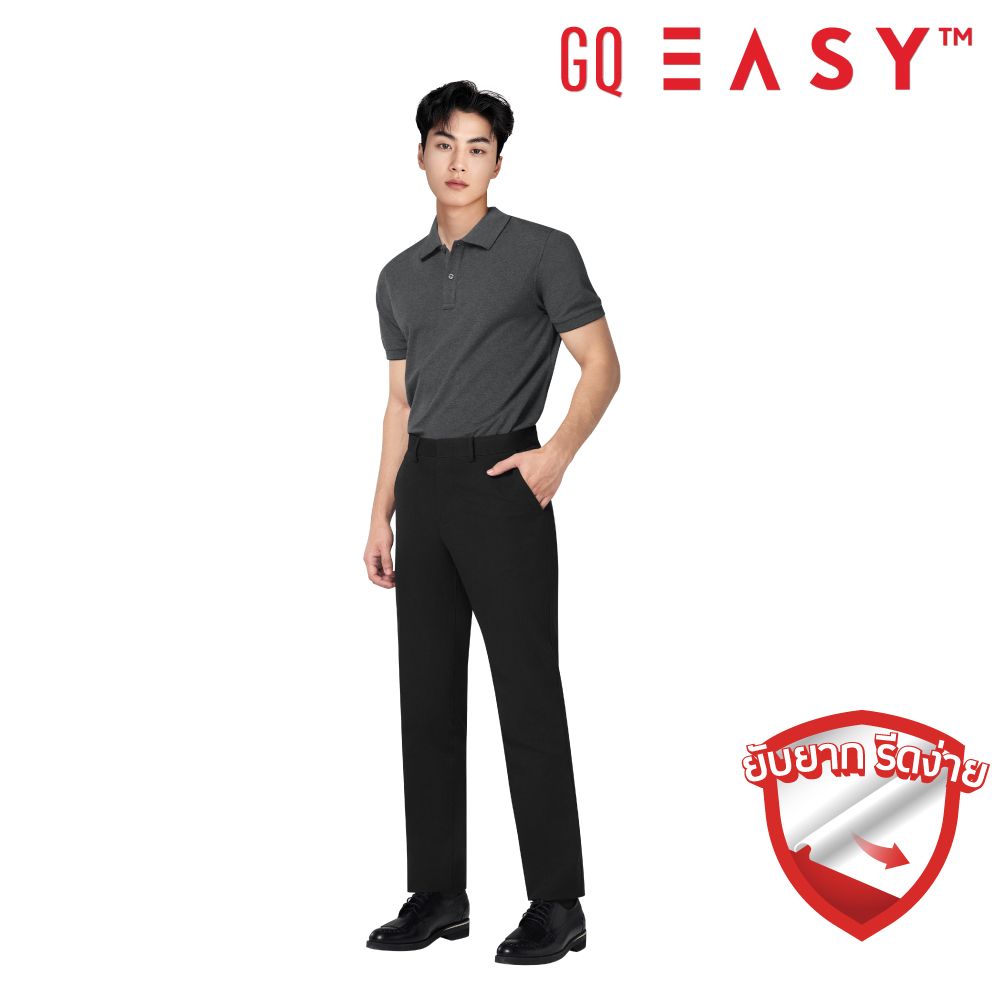 GQ EASY กางเกงขายาวไม่มีจีบดำ 36