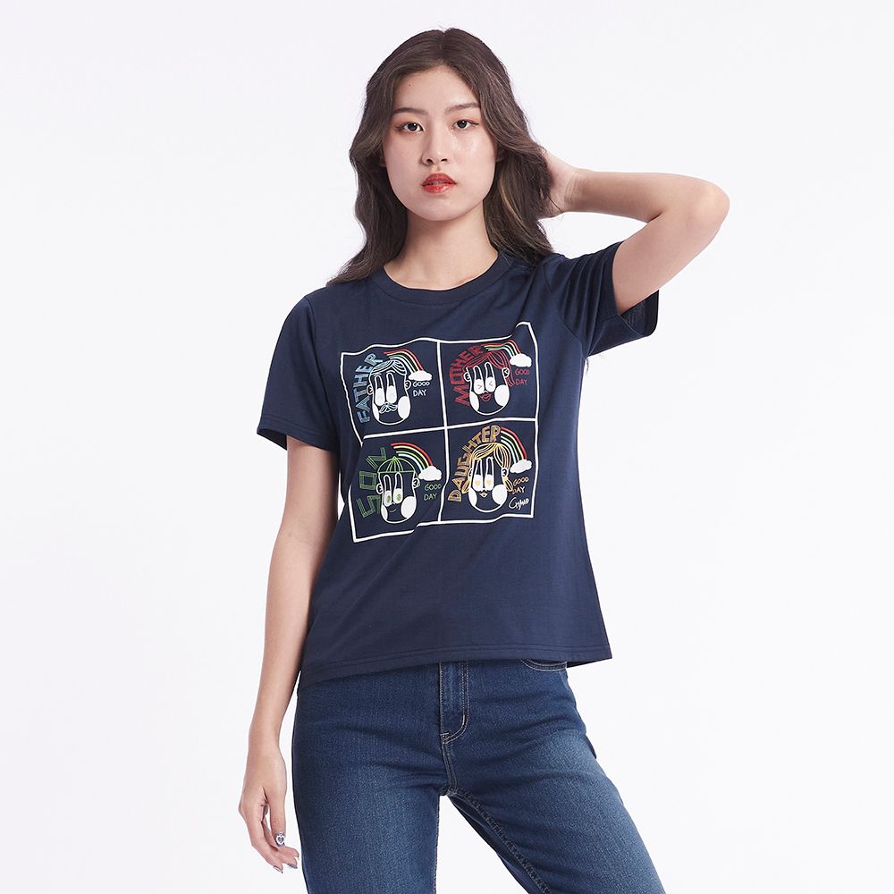 MESTYLE เสื้อยืดพิมพ์ลาย สีกรมท่า ไซซ์ M