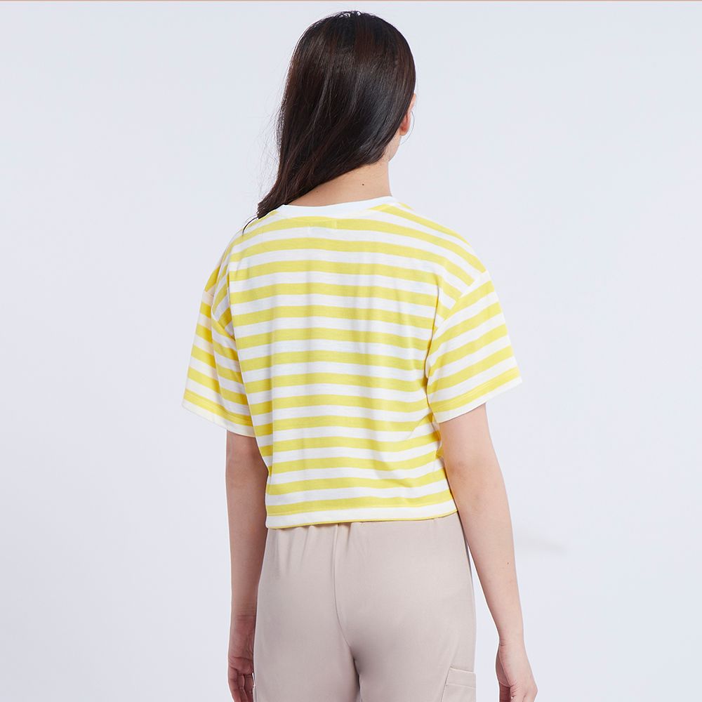 MESTYLE เสื้อยืดลายริ้ว สีเหลือง ไซส์ L