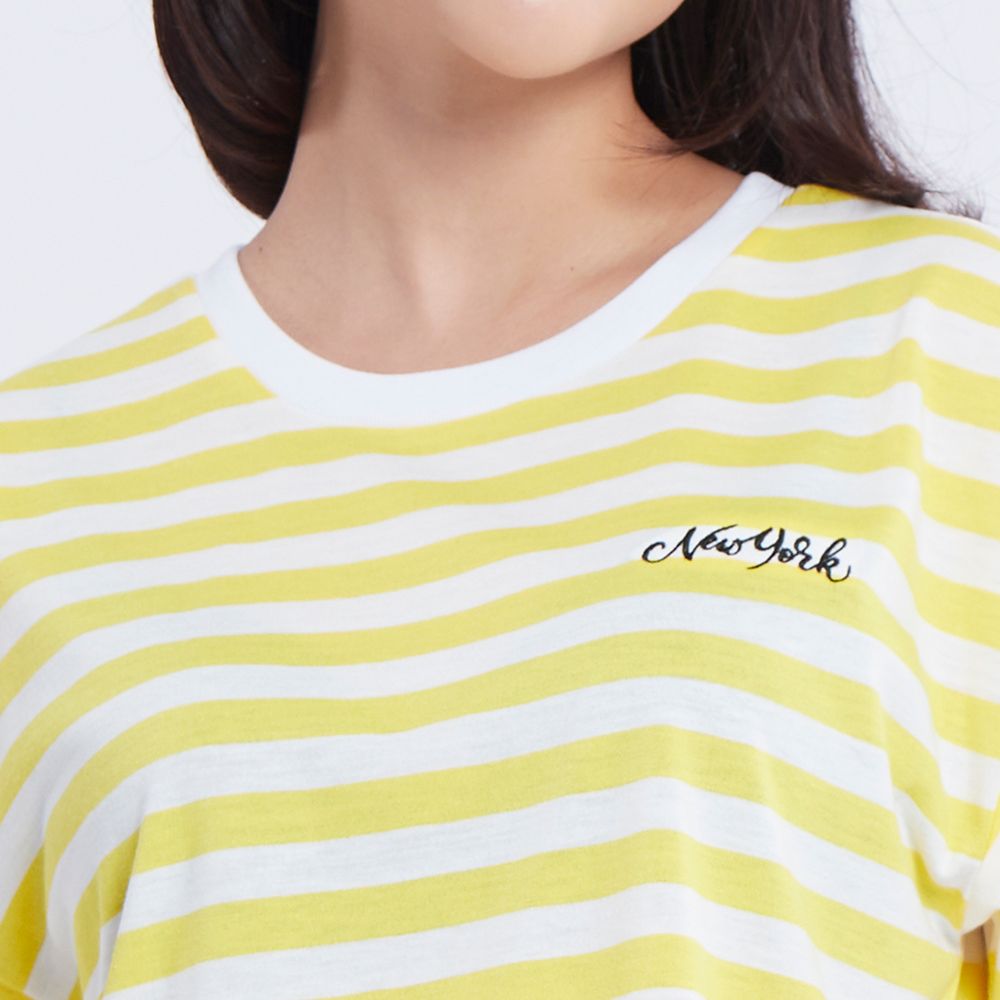 MESTYLE เสื้อยืดลายริ้ว สีเหลือง ไซส์ L
