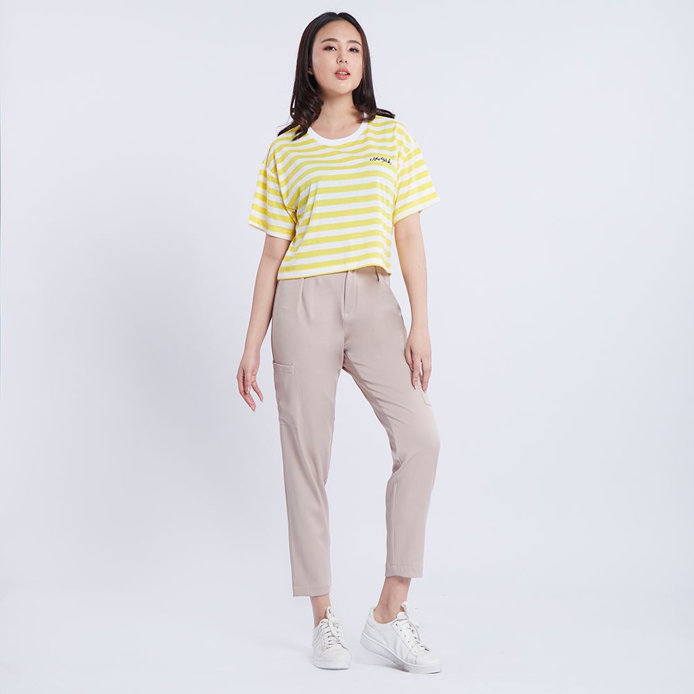 MESTYLE เสื้อยืดลายริ้ว สีเหลือง ไซส์ L