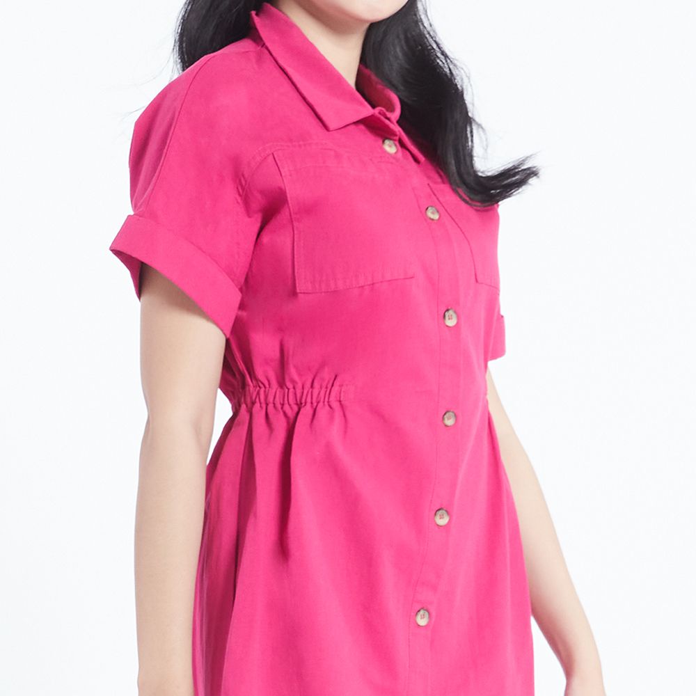 MESTYLE ชุดเดรสแต่งดีเทล สีชมพู ไซซ์ M